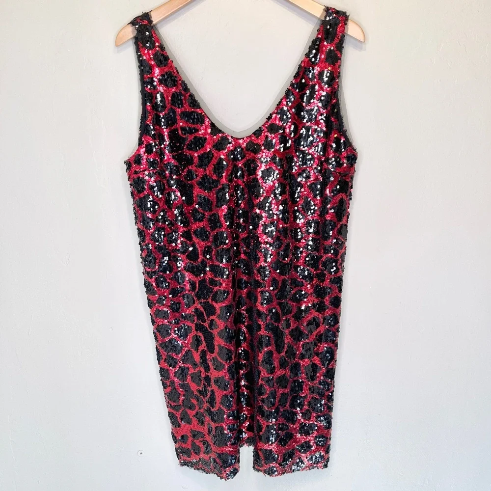 ZARA Animal Print Jewel Tone Sequin Embellished Glam Cocktail Holiday Mini Dress - Picture 7 of 16